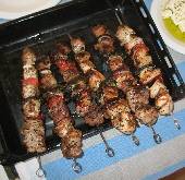 Mixed grill souvlaki with vegetables