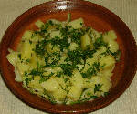 Greek potato salad with olive oil and lemon dressing