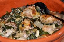Roasted Chicken with Eggplant and Spinach