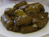 Dolmathakia: stuffed grape leaves