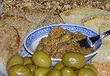 Pasta elias, a meze made from olives