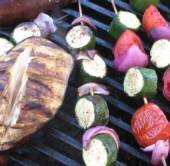 Summer vegetable skewers on the grill