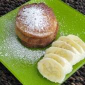 Sugared Raisin Pancakes (garnished with banana slices)