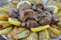Braised Pork Roast with Mushrooms and Greek-style Oven Roasted Potatoes