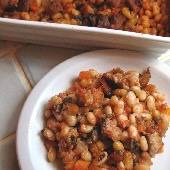 Greek Pork & Beans, made with Great Northern beans