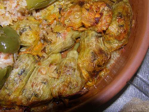 Koupepia me Anthous Kolokithias (Stuffed Zucchini Flowers)