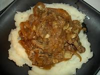 Mushrooms in Wine Sauce) Over Mash Potatoes