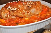 Pork Roast with Peppers, Tomatoes and Feta Cheese