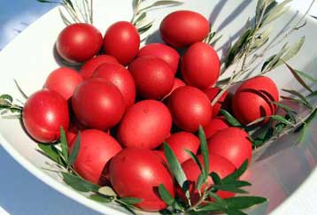 Red easter eggs