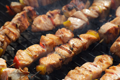 Monkfish kebabs