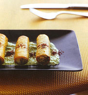 Ladies fingers with minted yoghurt sauce (Cretan)