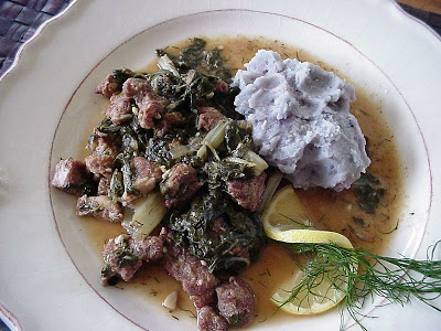 Lamb and Spinach in Egg and Lemon Sauce (Cretan)