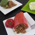 Stuffed Peppers with Bulgur & Basil - Piperies Yemistes me Pligouri